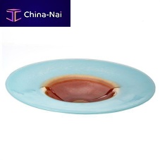 Round plate HORIZONglassblue