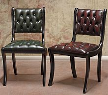 Chesterfield dining chair indoorleathersolid wood base