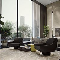 Contemporary armchair SOL fabricleathermetal