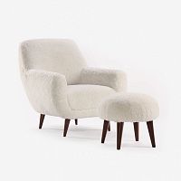 Contemporary armchair VIVI COSYleatherwoodenwith footrest