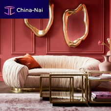 Contemporary sofa PERUGIA velvetpolyesterbeige