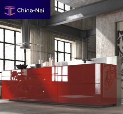 Contemporary kitchen Artematica Vitrum Arteglassislandhandleless
