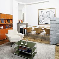 Contemporary coffee table USM Hallerglassmetal baserectangular