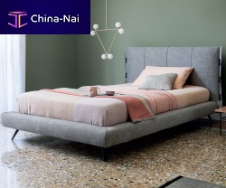 Double bed CUFFsinglecontemporarywith upholstered headboard