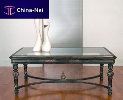 Traditional coffee table 20496woodenglassrectangular