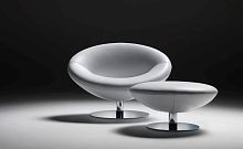 Contemporary armchair DOUBLE LIFEleathercentral baseswivel