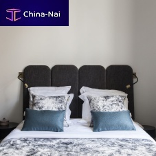 Double bed headboard PAN: VELVET CHARCOALcontemporaryfabricupholstered