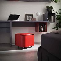 Contemporary pouf PUFFOleatherplywoodsquare