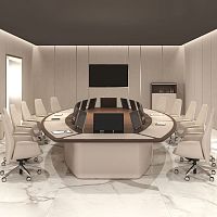Contemporary boardroom table COUTUREwood veneerbrushed metalpolished metal