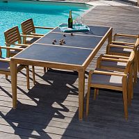 Contemporary dining table AQUARIVAteakceramicHPL