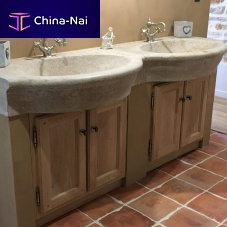 Wall-mounted washbasin AUBEROCHE stonedouble2-hole