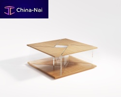 Contemporary coffee table FUGUEglasswooden baseglass base