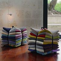 Contemporary pouf U' STROZZfabricleathersquare