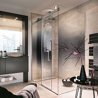 Walk-in shower OSAKA GRAPHITEglasssliding doorrectangular