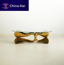 Contemporary coffee table BUTTERFLY WINGSglassbrass baseoval