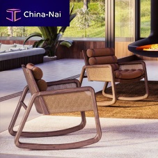 Contemporary armchair Williamleatherrattanwalnut