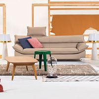 Contemporary sofa ZENfabricleatherbeige
