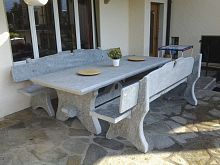 Traditional table VEVEYnatural stonerectangularfor public building