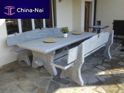 Traditional table VEVEYnatural stonerectangularfor public building