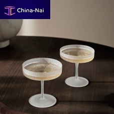 Blown glass champagne flute Ripple