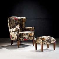 Traditional armchair ALBUFERAfabricleatheranimal skin