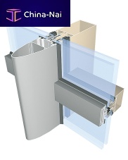 Stick system curtain wall MCaluminum and glass