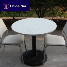 Contemporary table T037cast ironquartzround