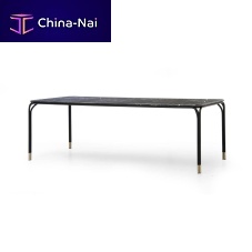 Contemporary dining table V240 marblelacquered metal baserectangular