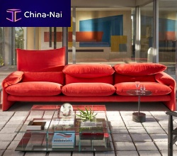 Contemporary sofa MARALUNGA 50leatherredsteel