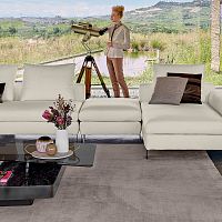 Contemporary pouf BROWN SUGARin synthetic fabricmetalsquare