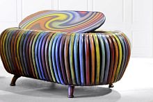 Original design coffee table TWISTstained woodleatherwooden base