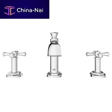 Bathroom sink double-handle mixer tap D35155840countertopchromed metalbrass