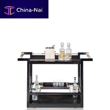 Home service trolley ELIAlacquered woodchrome-plated brass