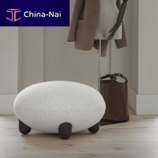 Contemporary ottoman Flock fabricwoodenround