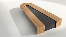 Contemporary boardroom table ROMwoodenwooden basewith integrated electrical outlet