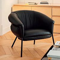 Contemporary armchair GRASSO fabricleatherpainted steel