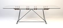 Contemporary dining table ESQUELETOwoodenglasssteel