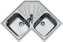 Double kitchen sink ANGOLARE 3303.STD - 3303 050with drainboardstainless steelovermount