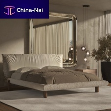 Double bed PASCALcontemporaryupholsteredwith headboard