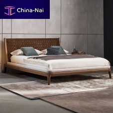 Double bed Honeymooncontemporarywith leather headboardupholstered