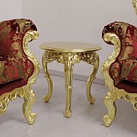 New Baroque design pedestal table STRADIVARIbeechsolid woodglossy varnished wood