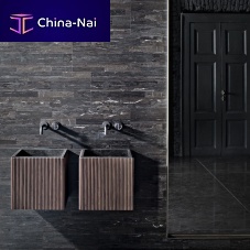 Wall-mounted washbasin ADDAnatural stonewoodenwith counter