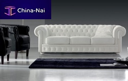 Chesterfield sofa MOZART 297polyesterwhite3-seater