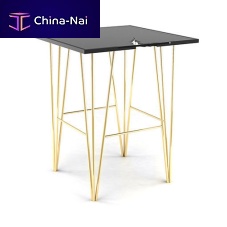 Contemporary high bar table Hurricanelacquered woodtempered glasspolished brass base