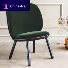 Contemporary fireside chair Nave fabricleatherwooden
