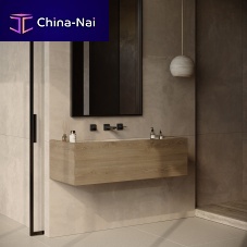 Wall-mounted washbasin NAVAGIOmarbletravertinewood veneer