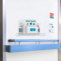 Wall-mounted hygiene station with glove boxwith hand sanitizer holder