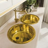 Single-bowl kitchen sink AURORAwithout drainboardcopperovermount