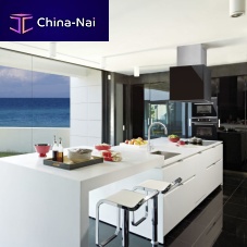 Island range hood CUBE GLASS PREMIUMductedwith built-in lightingoriginal design