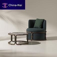 Contemporary fireside chair Rotinpolyesterpolypropyleneteak